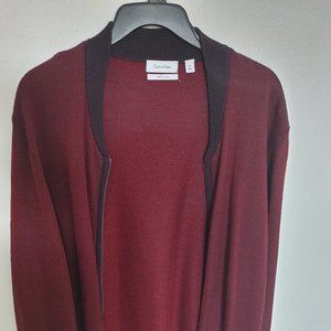 Calvin Klein Knit Sweater Red with Plum Hem